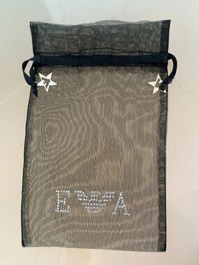 BNWT EMPORIO ARMANI GIFT FABRIC SMALL BLACK BAG WITH SILVER HARDWARE